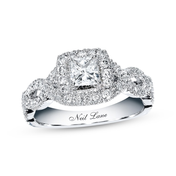 Previously Owned Neil Lane Diamond Engagement Ring 1 ct tw Princess & Round-cut 14K White Gold Size 4.5