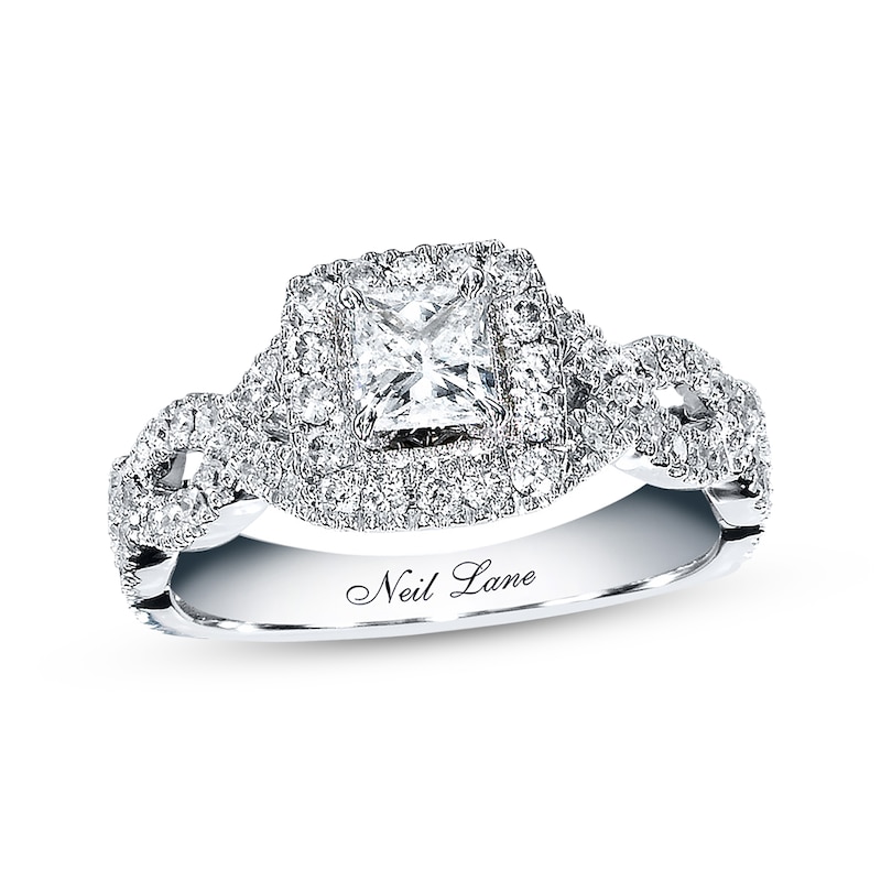 Main Image 1 of Previously Owned Neil Lane Diamond Engagement Ring 1 ct tw Princess & Round-cut 14K White Gold Size 4.5