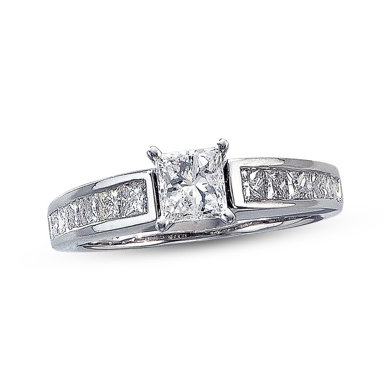 Main Image 1 of Previously Owned Diamond Engagement Ring 1-1/4 ct tw Princess-cut 14K White Gold Size 9.5