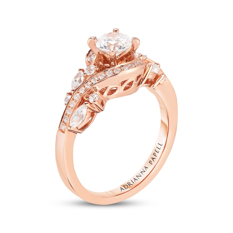 Main Image 2 of Previously Owned Adrianna Papell Diamond Engagement Ring 1 ct tw Round & Marquise-cut 14K Rose Gold Size 9.75