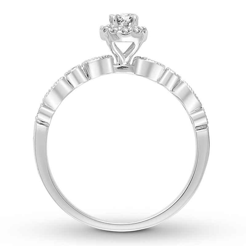 Main Image 2 of Previously Owned Diamond Engagement Ring 1/4 ct tw Round-cut 10K White Gold Size 4.5