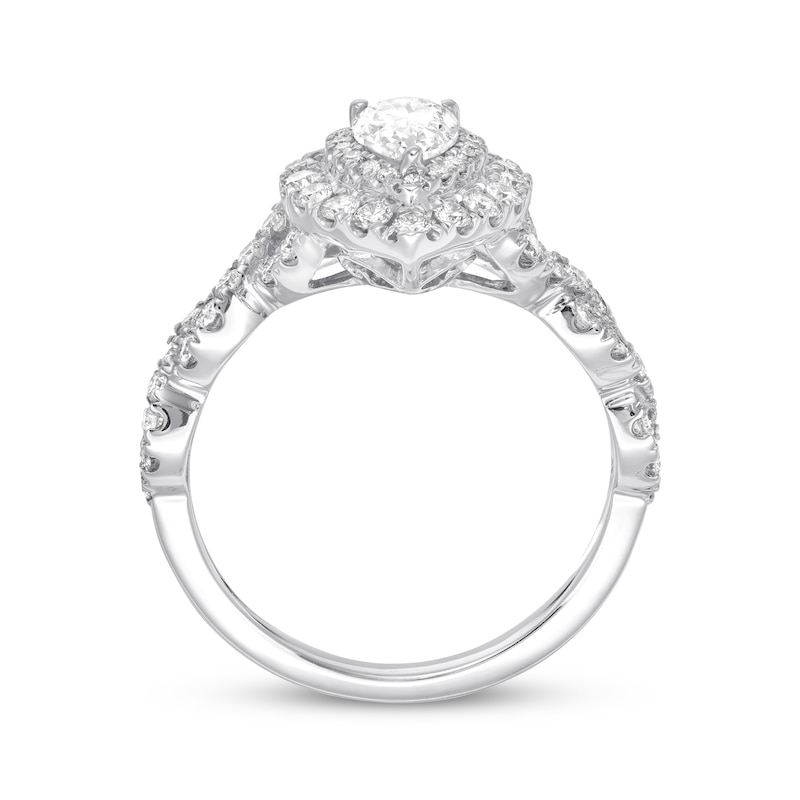 Main Image 3 of Previously Owned Neil Lane Engagement Ring 1-1/8 ct tw Pear & Round-cut Diamonds 14K White Gold Size 7.75