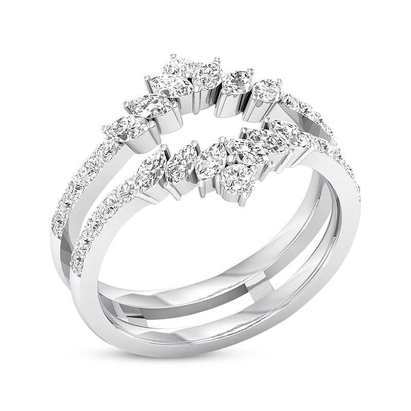 Previously Owned Diamond Enhancer Ring 3/4 ct tw Marquise & Round-cut 14K White Gold - Size 10