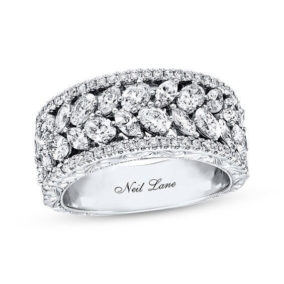 Previously Owned Neil Lane Anniversary Band 2 ct tw Marquise, Oval & Round-cut Diamonds 14K White Gold 6.75