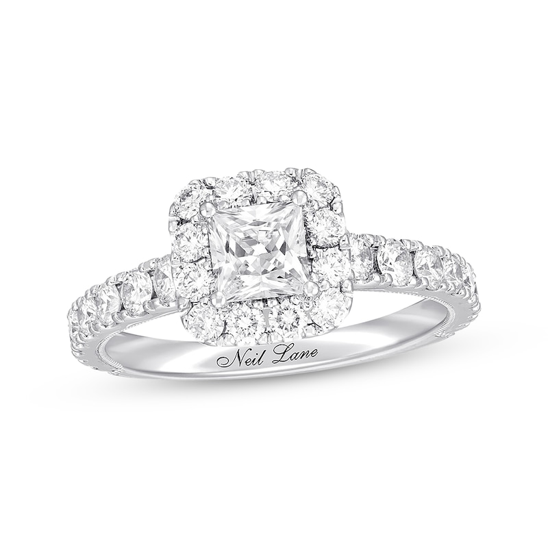 Previously Owned Neil Lane Premiere Diamond Engagement Ring 1-5/8 ct tw Princess & Round-cut 14K White Gold