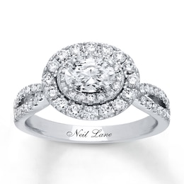 Previously Owned Neil Lane Engagement Ring 1-1/4 ct tw Oval & Round-cut Diamonds 14K White Gold