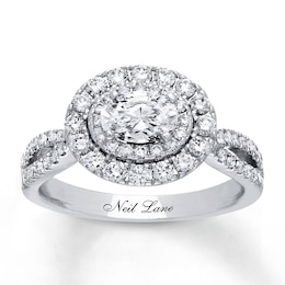 Previously Owned Neil Lane Engagement Ring 1-1/4 ct tw Oval & Round-cut Diamonds 14K White Gold Size 4.75