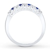 Thumbnail Image 2 of Previously Owned Natural Sapphire Ring 1/6 ct tw Round-cut Diamonds 10K White Gold Size 10.75