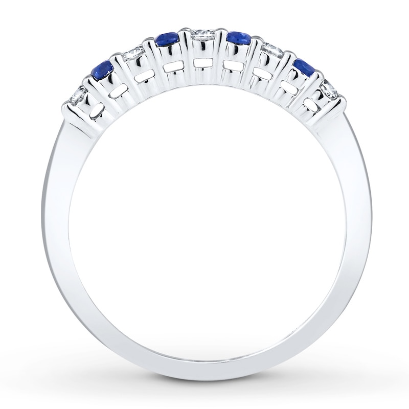 Main Image 2 of Previously Owned Natural Sapphire Ring 1/6 ct tw Round-cut Diamonds 10K White Gold Size 10.75