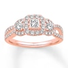 Thumbnail Image 1 of Previously Owned Diamond Engagement Ring 7/8 ct tw Princess & Round-cut 14K Rose Gold Size 9.5