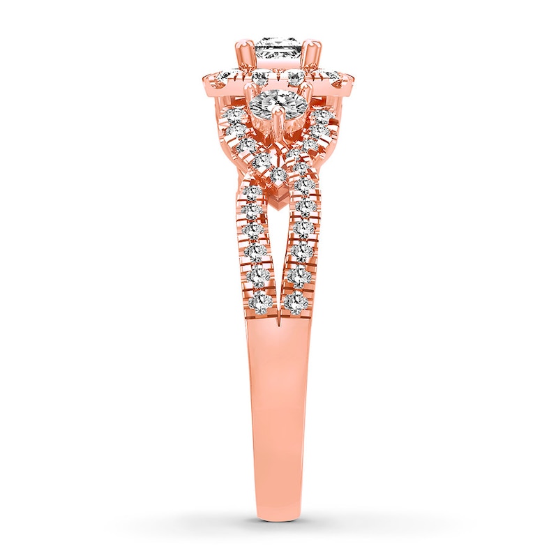 Main Image 3 of Previously Owned Diamond Engagement Ring 7/8 ct tw Princess & Round-cut 14K Rose Gold Size 9.5