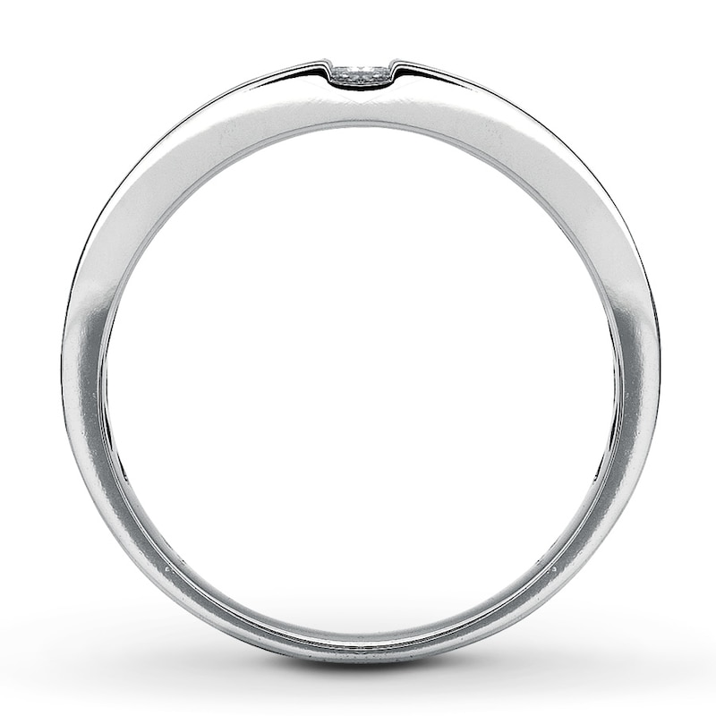Main Image 2 of Previously Owned Men's Diamond Wedding Band 1/3 ct tw Square-Cut 14K White Gold - Size 7.75