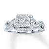 Thumbnail Image 1 of Previously Owned Diamond Engagement Ring 5/8 ct tw Princess & Round-cut 14K White Gold - Size 9.25