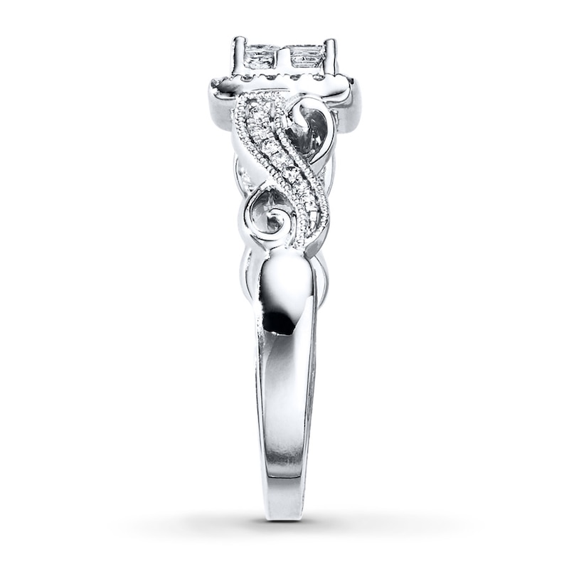 Main Image 3 of Previously Owned Diamond Engagement Ring 5/8 ct tw Princess & Round-cut 14K White Gold - Size 9.25