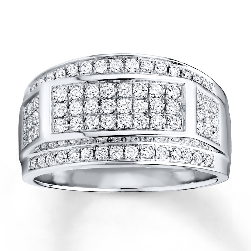 Main Image 1 of Previously Owned Men's Band 1 ct tw Round-cut Diamonds 10K White Gold Size 8