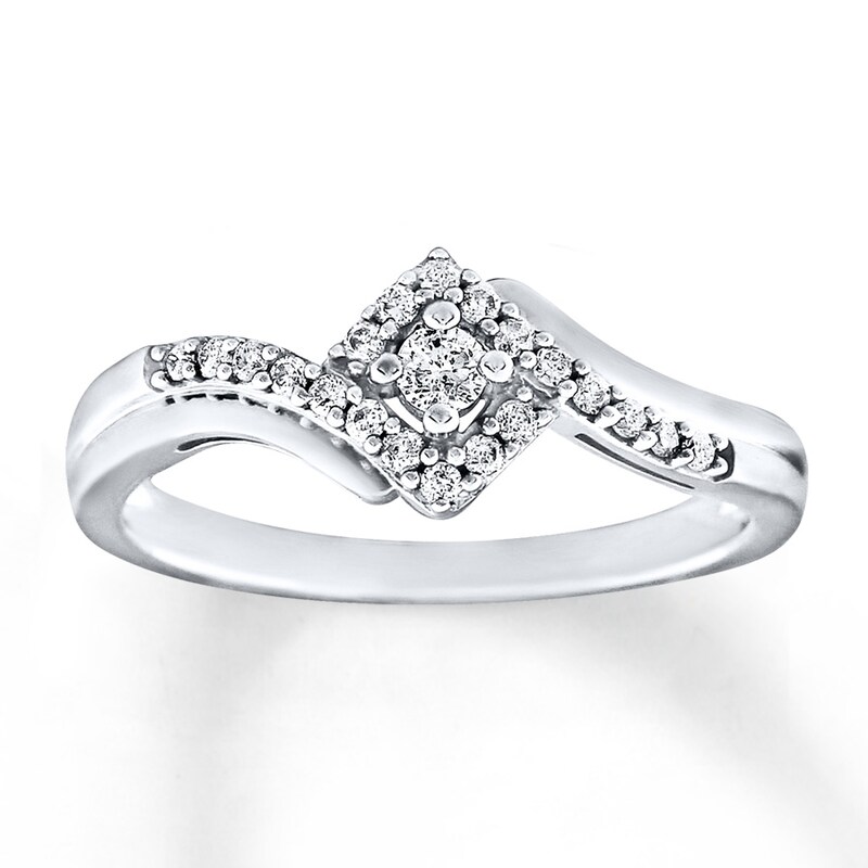 Main Image 1 of Previously Owned Diamond Ring 1/5 ct tw Round-cut Sterling Silver - Size 9.5