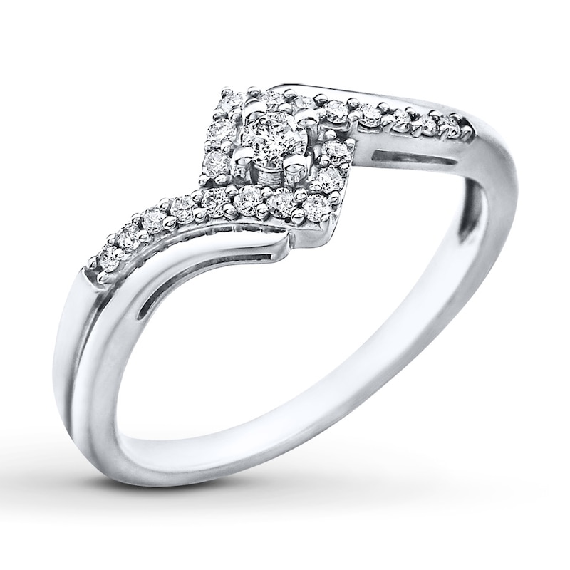 Main Image 4 of Previously Owned Diamond Ring 1/5 ct tw Round-cut Sterling Silver - Size 9.5