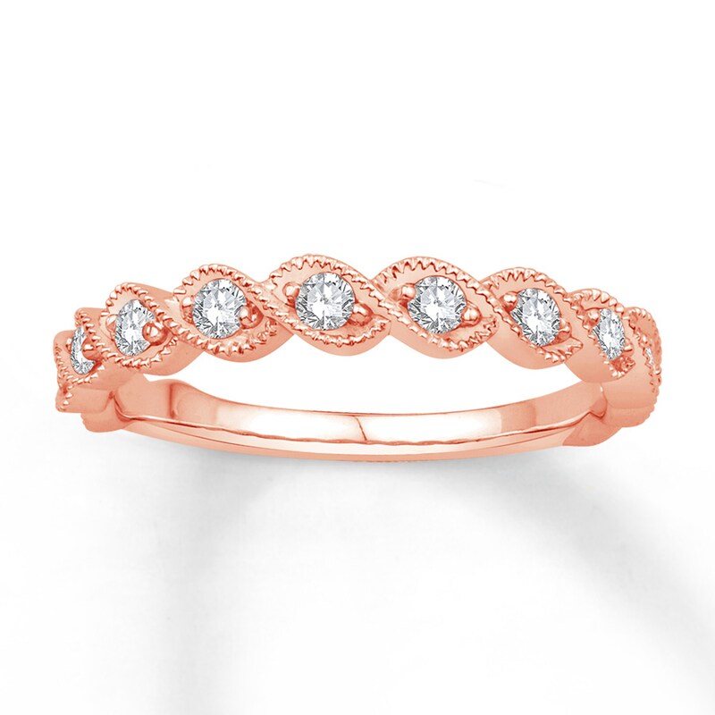 Main Image 1 of Previously Owned Diamond Anniversary Band 1/3 ct tw Round-cut 10K Rose Gold - Size 3.75