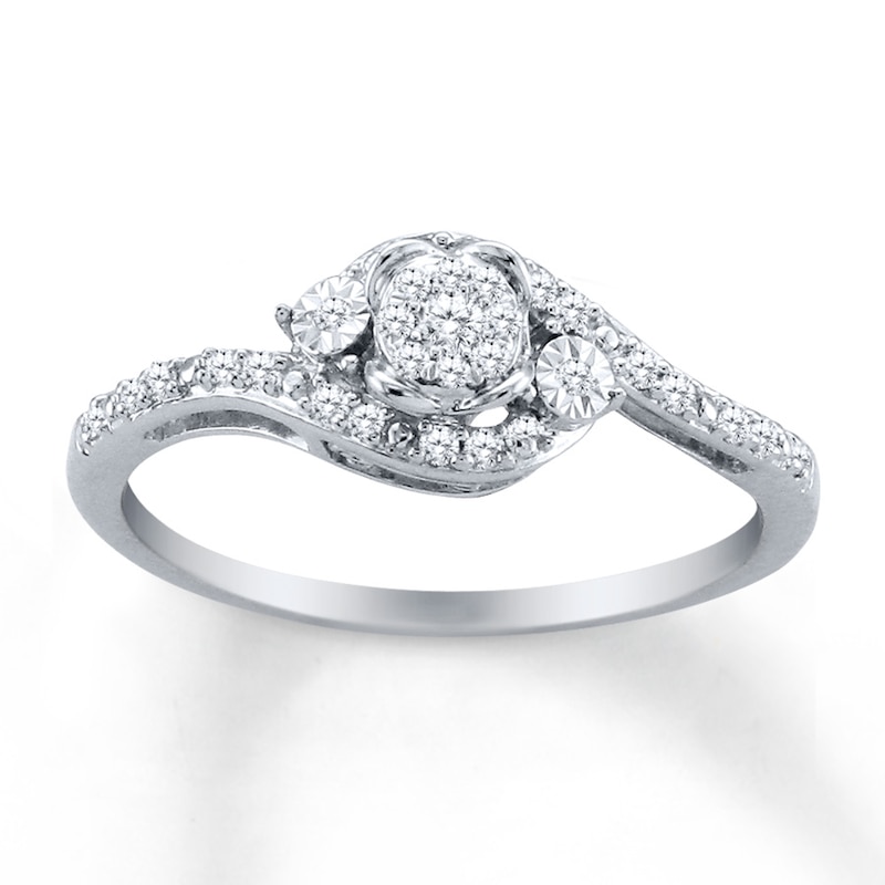 Main Image 1 of Previously Owned Diamond Ring 1/6 ct tw Round-cut Sterling Silver - Size 10.5