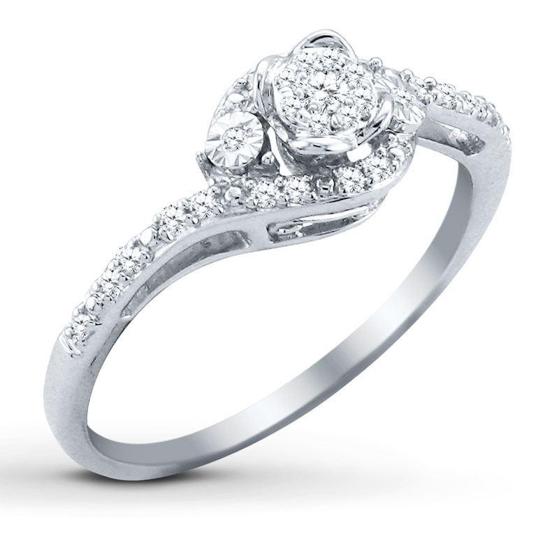 Main Image 2 of Previously Owned Diamond Ring 1/6 ct tw Round-cut Sterling Silver - Size 10.5