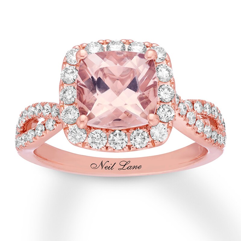Main Image 1 of Previously Owned Neil Lane Morganite Engagement Ring 7/8 ct tw Round-cut Diamonds 14K Gold - Size 9.25