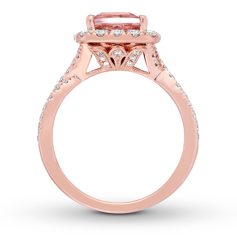 Main Image 2 of Previously Owned Neil Lane Morganite Engagement Ring 7/8 ct tw Round-cut Diamonds 14K Gold - Size 9.25