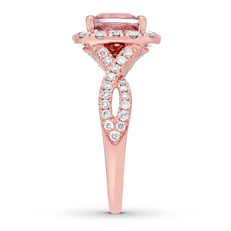 Main Image 3 of Previously Owned Neil Lane Morganite Engagement Ring 7/8 ct tw Round-cut Diamonds 14K Gold - Size 9.25