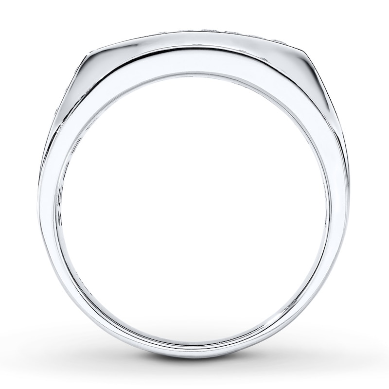 Main Image 2 of Previously Owned Men's Band 1 ct tw Round-cut Diamonds 10K White Gold - Size 6.25