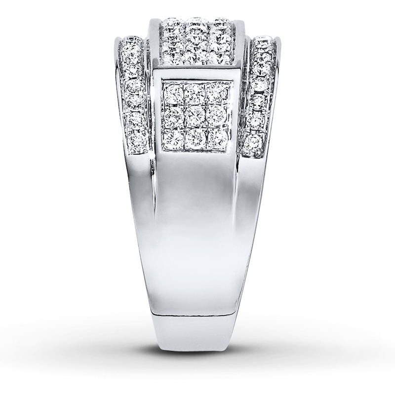 Main Image 3 of Previously Owned Men's Band 1 ct tw Round-cut Diamonds 10K White Gold - Size 6.25