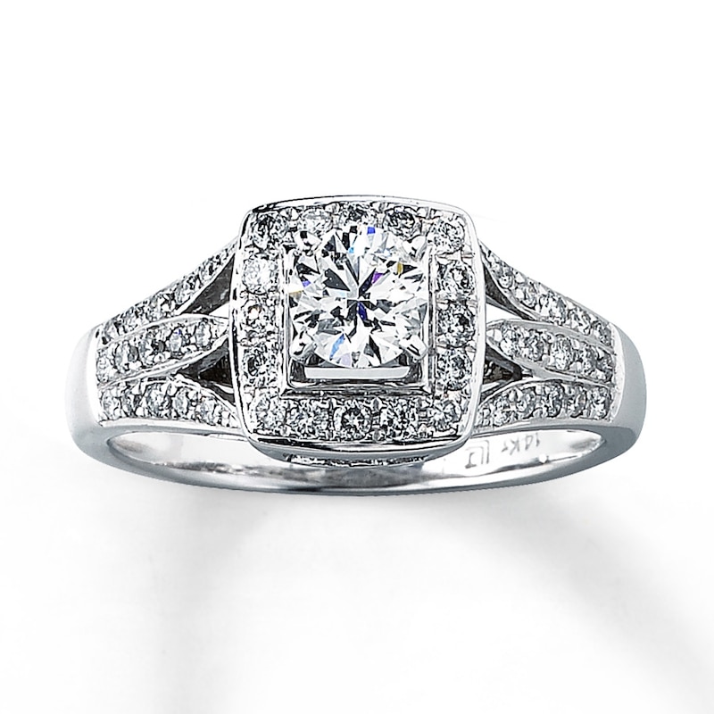 Main Image 1 of Previously Owned Diamond Engagement Ring 5/8 ct tw Round-cut 14K White Gold - Size 10.5