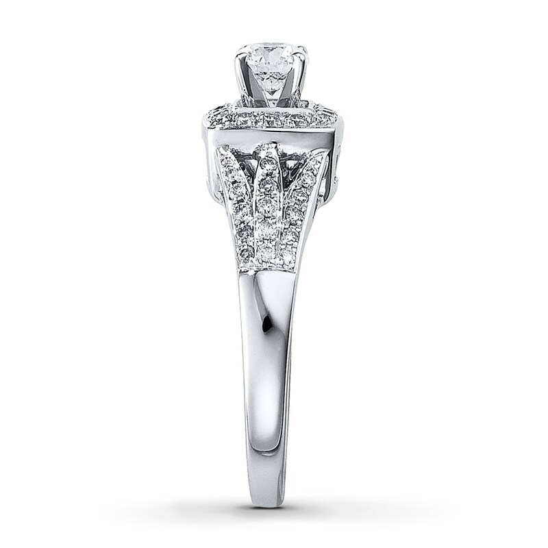 Main Image 3 of Previously Owned Diamond Engagement Ring 5/8 ct tw Round-cut 14K White Gold - Size 10.5