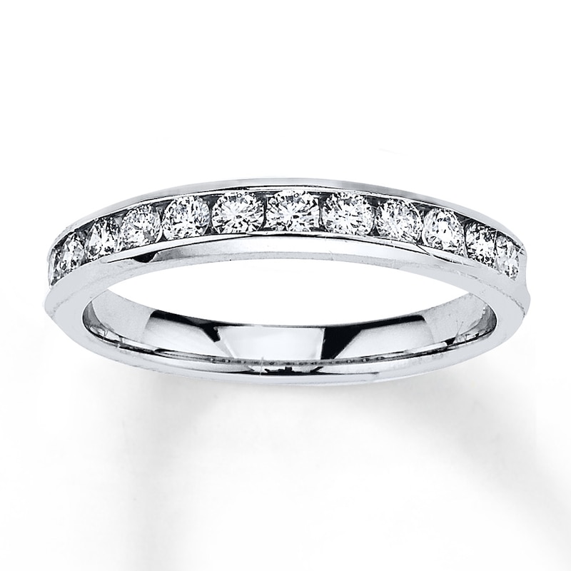 Main Image 1 of Previously Owned Diamond Anniversary Band 1/2 ct tw Round-cut 10K White Gold Size 10.5