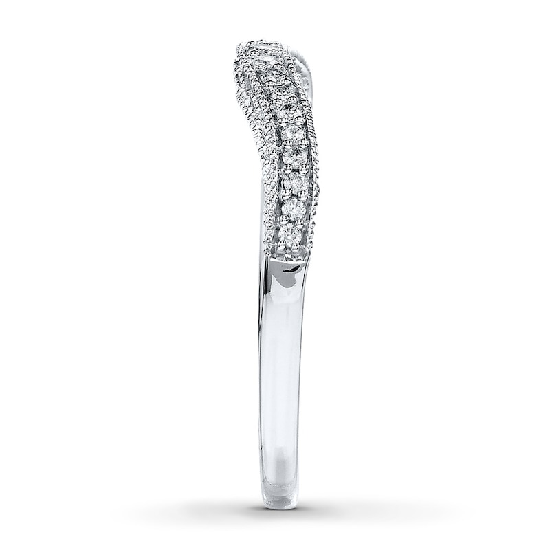 Main Image 3 of Previously Owned Diamond Enhancer Ring 1/6 ct tw Round-cut 10K White Gold - Size 10.5