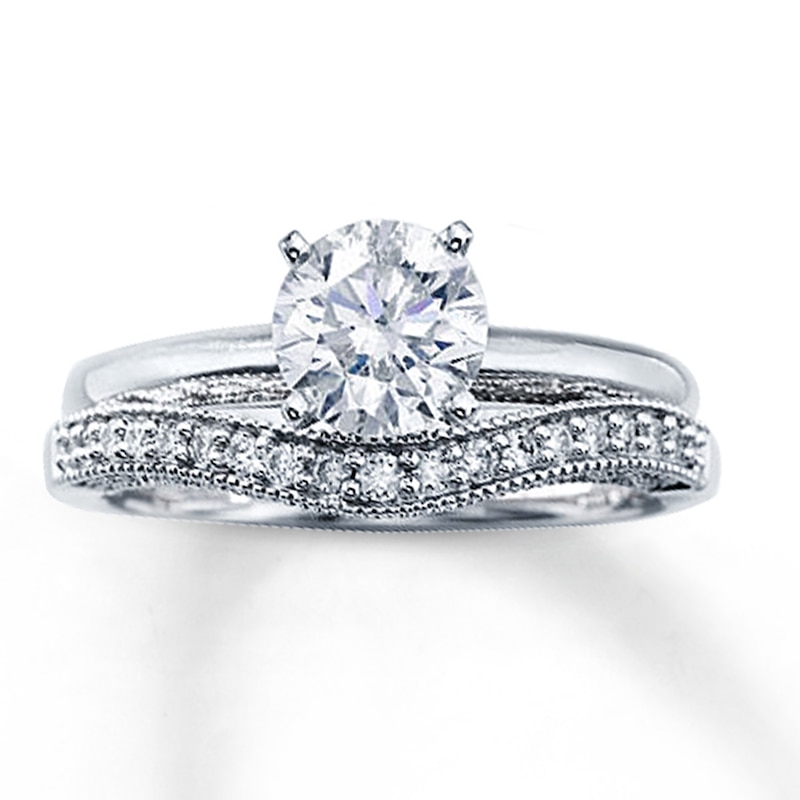 Main Image 4 of Previously Owned Diamond Enhancer Ring 1/6 ct tw Round-cut 10K White Gold - Size 10.5