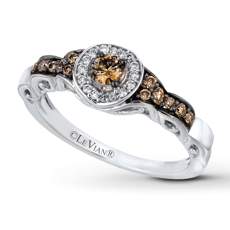 Main Image 1 of Previously Owned Le Vian Chocolate Diamonds 1/3 ct tw Round-cut Ring 14K Vanilla Gold - Size 9.75