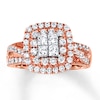Thumbnail Image 1 of Previously Owned Engagement Ring 1-1/8 ct tw Princess & Round-cut Diamonds 14K Two-Tone Gold - Size 10