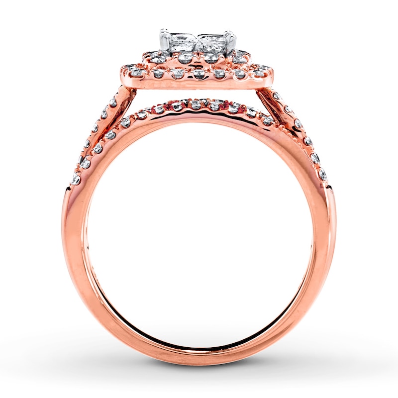 Main Image 2 of Previously Owned Engagement Ring 1-1/8 ct tw Princess & Round-cut Diamonds 14K Two-Tone Gold - Size 10