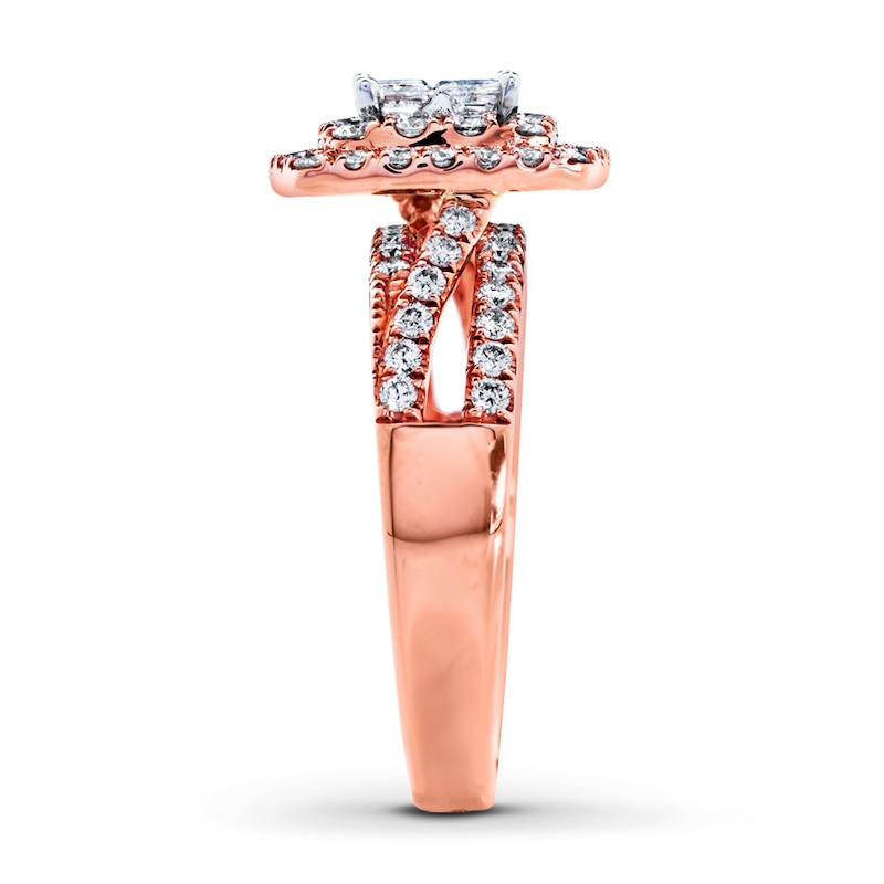 Main Image 3 of Previously Owned Engagement Ring 1-1/8 ct tw Princess & Round-cut Diamonds 14K Two-Tone Gold - Size 10