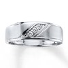 Thumbnail Image 1 of Previously Owned Men's Diamond Wedding Band 1/10 ct tw Round-cut 10K White Gold Size 14