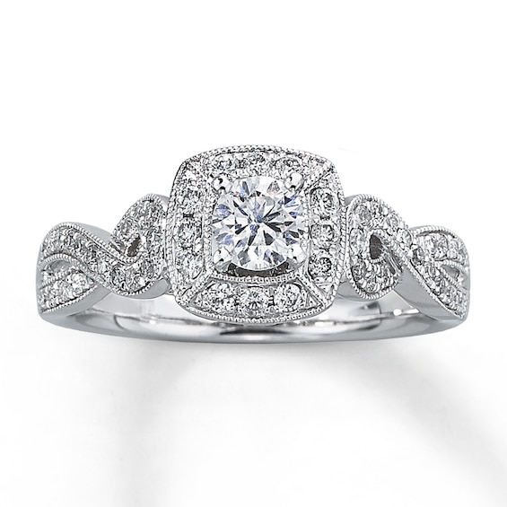 Previously Owned Diamond Engagement Ring 5/8 ct tw Round-cut 14K White Gold Size 9.25