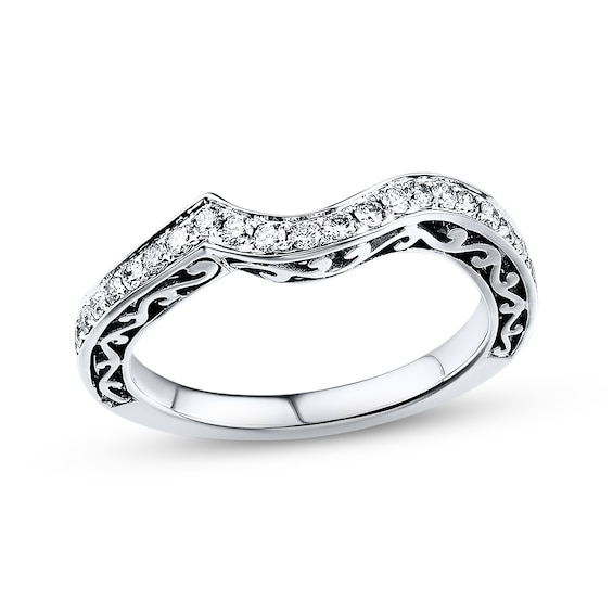 Previously Owned Diamond Contour Wedding Band 3/8 ct tw Round-cut 14K White Gold Size 4