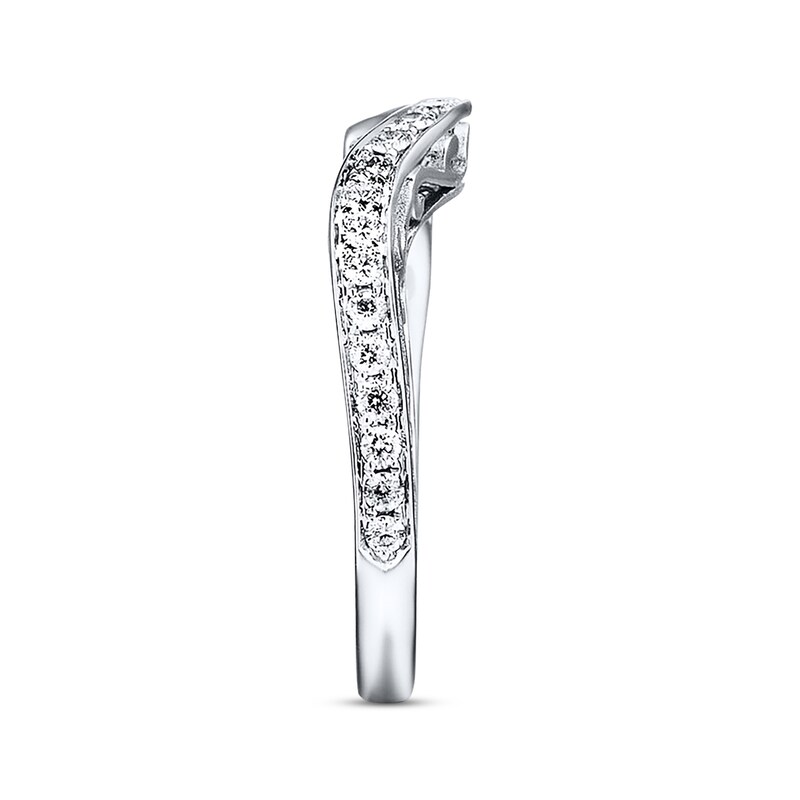 Main Image 3 of Previously Owned Diamond Contour Wedding Band 3/8 ct tw Round-cut 14K White Gold - Size 4