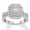 Thumbnail Image 1 of Previously Owned Diamond Engagement Ring 1 ct tw Baguette & Round-cut 14K White Gold Size 8.5
