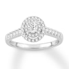 Thumbnail Image 1 of Previously Owned Diamond Engagement Ring 1/2 ct tw Oval & Round-cut 14K White Gold Size 3.5