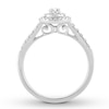 Thumbnail Image 1 of Previously Owned Diamond Engagement Ring 1/2 ct tw Oval & Round-cut 14K White Gold - Size 3.5