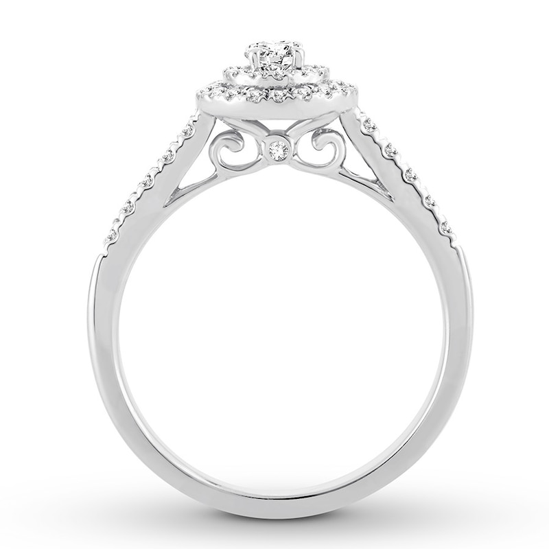 Previously Owned Diamond Engagement Ring 1/2 ct tw Oval & Round-cut 14K White Gold - Size 3.5
