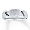 Thumbnail Image 1 of Previously Owned Men's Diamond Wedding Band 1/5 ct tw Black/White Round-cut 10K White Gold - Size 13.5