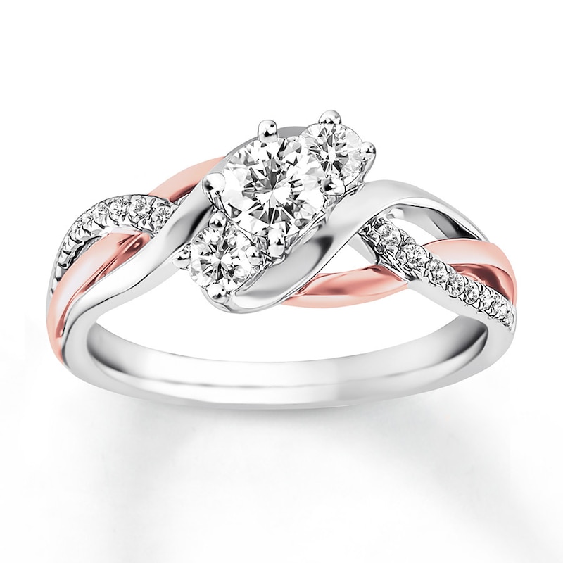 Main Image 1 of Previously Owned 3-Stone Diamond Engagement Ring 5/8 ct tw Round-cut 14K Two-Tone Gold Size 9.5