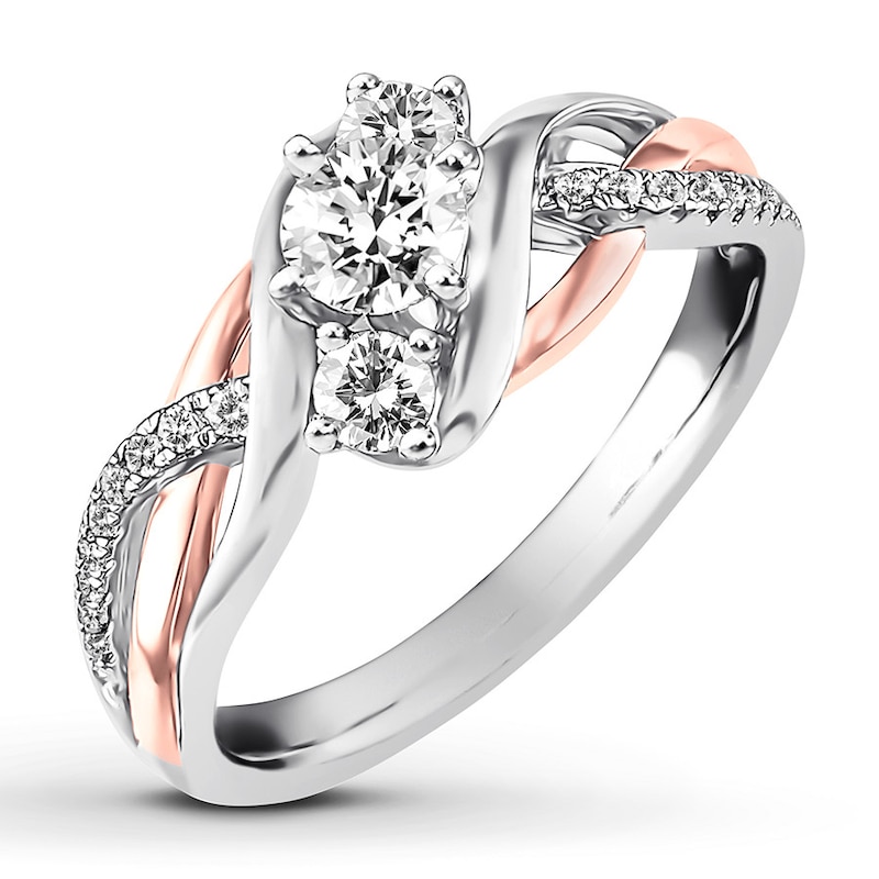 Main Image 4 of Previously Owned 3-Stone Diamond Engagement Ring 5/8 ct tw Round-cut 14K Two-Tone Gold Size 9.5