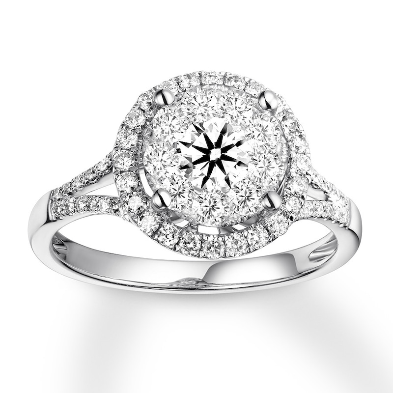 Previously Owned Diamond Engagement Ring 7/8 ct tw Round-cut 14K White Gold - Size 9.5